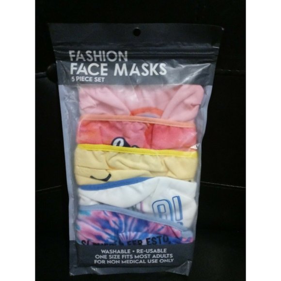 Fashion Face Sports Mask, 5-Pack, Washable Re-Usable. One Size Fits Most Adults - Picture 3 of 11